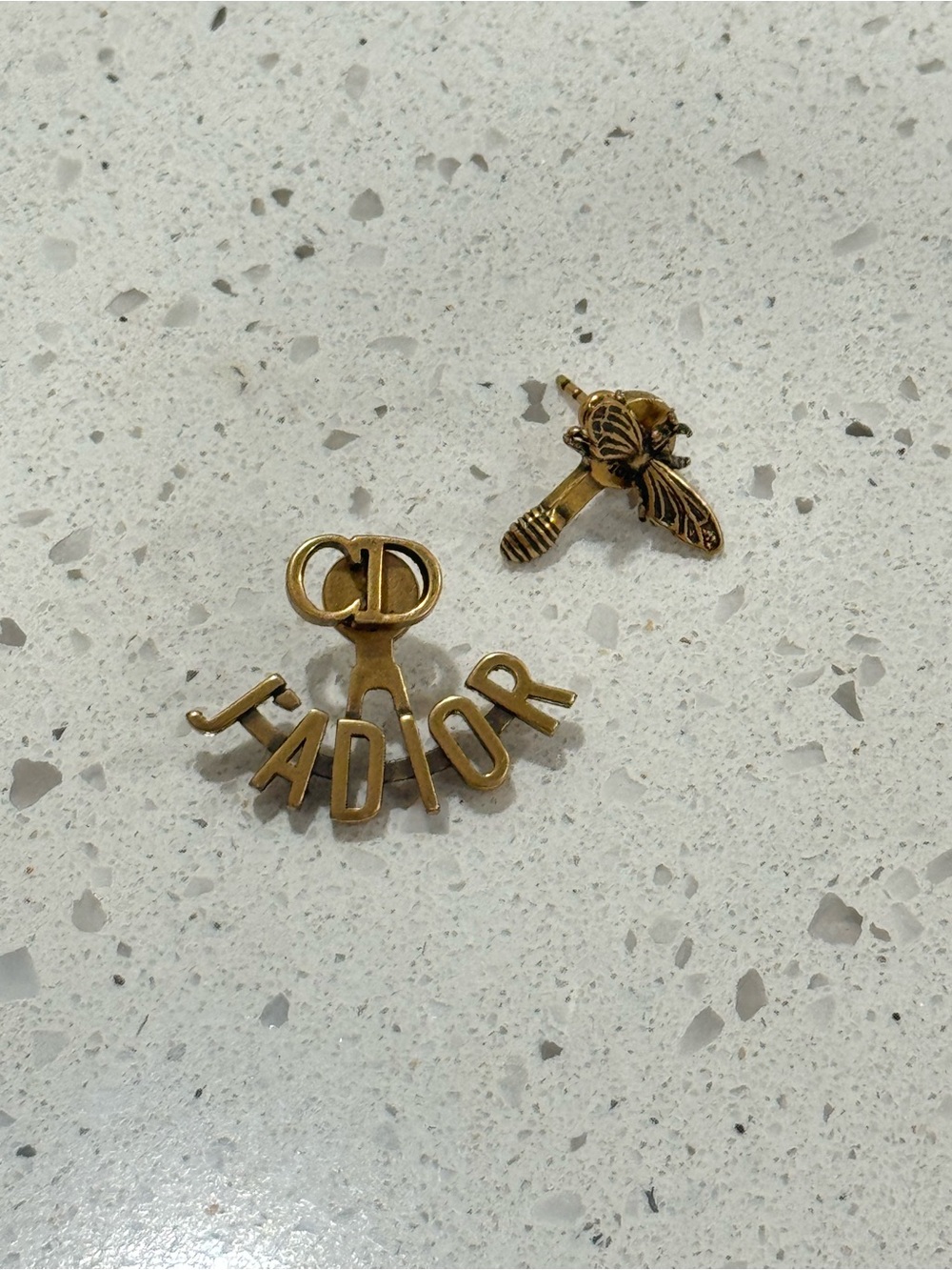 Dior J'Adior Gold Lettering and Bee 🐝 Earrings AUTHENTIC - Picture 2 of 8